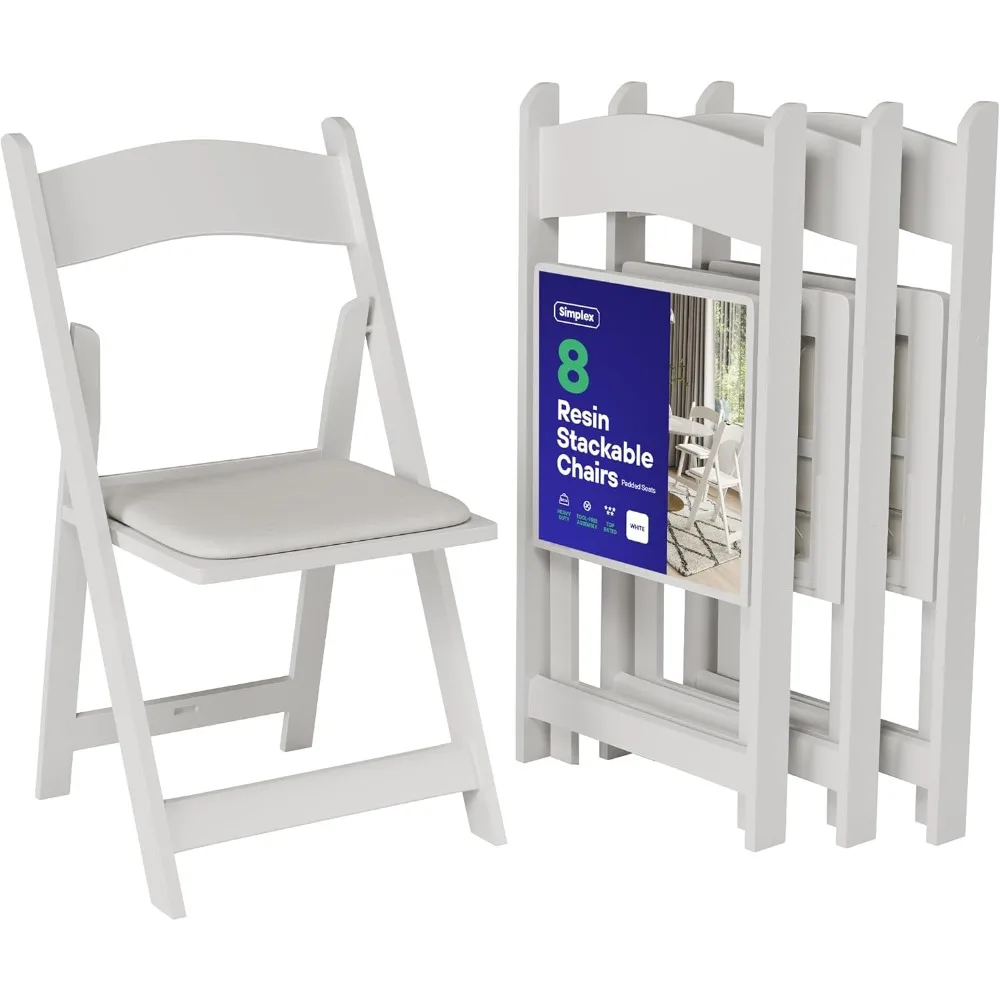 8 White Resin Folding Chairs - Comfortable White Foldable Chair - Stackable Chairs with Padded Seats - Indoor/Outdoor Fo
8 White Resin Folding Chairs - Comfortable White Foldable Chair - Stackable Chairs with Padded Seats - Indoor/Outdoor Fo