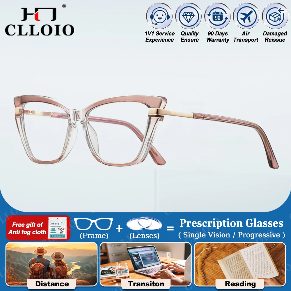 CLLOIO Personalized Butterfly Frame Blue Light Filter Prescription Glasses Fashion Women Myopia Photochromic Optical Eyeglasses
CLLOIO Personalized Butterfly Frame Blue Light Filter Prescription Glasses Fashion Women Myopia Photochromic Optical Eyeglasses