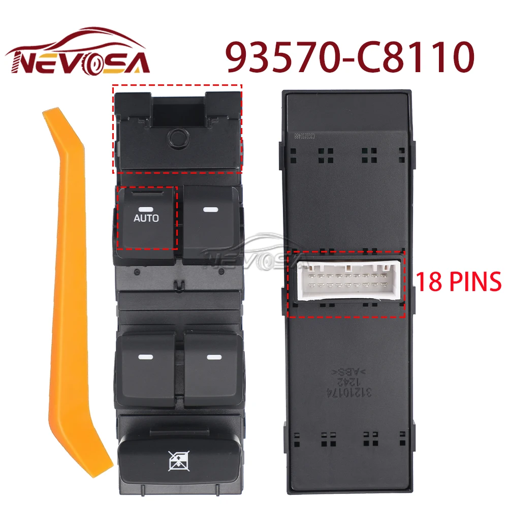 NEVOSA For HYUNDAI i20 (GB, IB) 2015 2016 2017 2018 2019 2020 Master Glass Button Power Window Switch Front Left LHD 93570-C8110
NEVOSA For HYUNDAI i20 (GB, IB) 2015 2016 2017 2018 2019 2020 Master Glass Button Power Window Switch Front Left LHD 93570-C8110