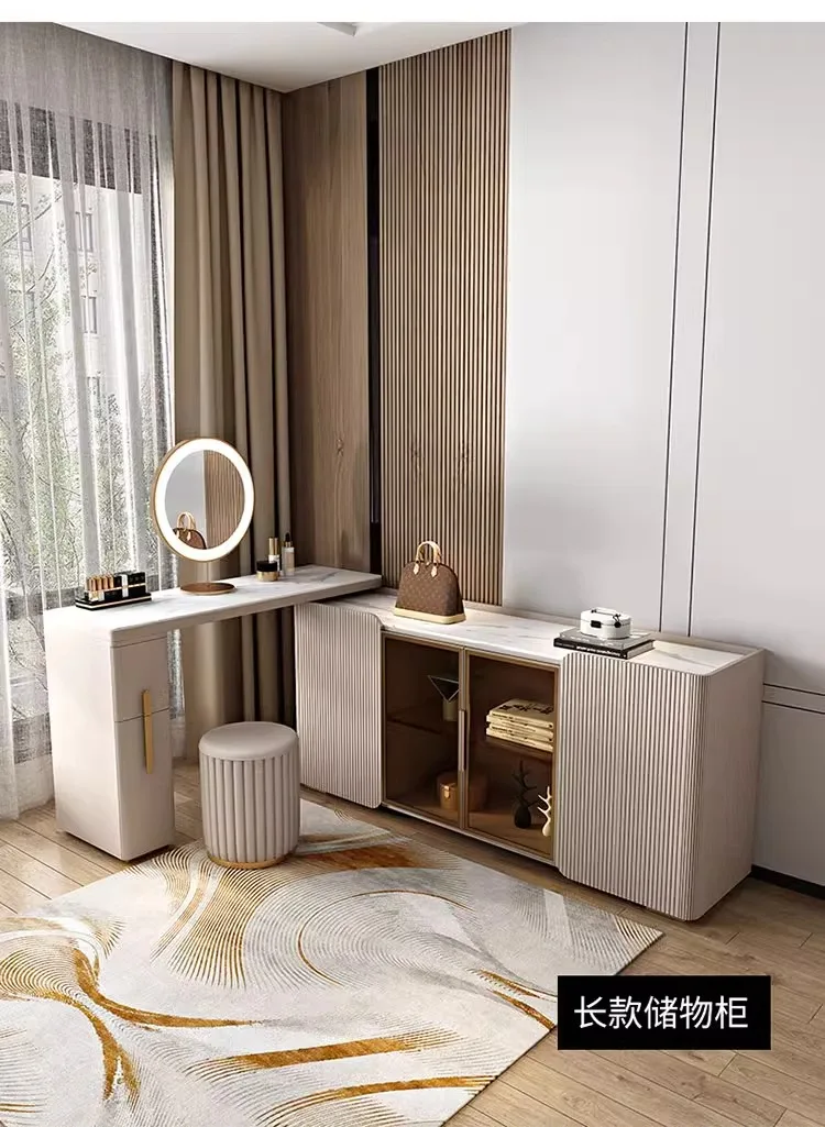 M odern light luxury rock slab, TV cabinet storage integrated small apartment, simple bedroom, makeup, desk
M odern light luxury rock slab, TV cabinet storage integrated small apartment, simple bedroom, makeup, desk