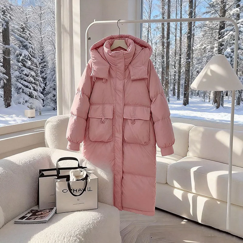 Women's down Cotton Jacket Mid-Length Winter Coat Thickened Warm Hooded Outerwear Loose Fit Slimming Style Korean Version
Women's down Cotton Jacket Mid-Length Winter Coat Thickened Warm Hooded Outerwear Loose Fit Slimming Style Korean Version