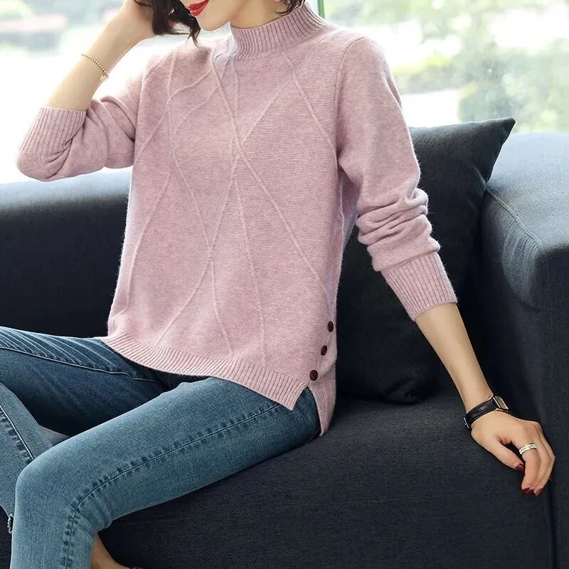 Short Half High Collar Thick Knitted Sweater Autumn Winter Women's Pullover Sweater Long Sleeve Loose Casual Jumpers Knit Tops
Short Half High Collar Thick Knitted Sweater Autumn Winter Women's Pullover Sweater Long Sleeve Loose Casual Jumpers Knit Tops