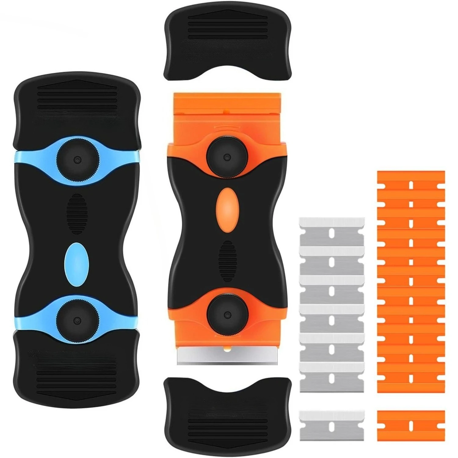 2 упаковки скребков для чистки с 7 металлическими и 12 пластиковыми лезвиями, универсальный скребок для стекла для окон, наклеек, клеев 
2 упаковки скребков для чистки с 7 металлическими и 12 пластиковыми лезвиями, универсальный скребок для стекла для окон, наклеек, клеев