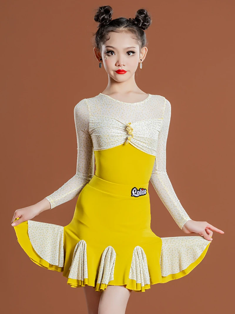 Long Sleeve Print Yellow Latin Dance Dress Tops and Skirt Women Kids Girls Ballroom Costume Cha Cha Rumba Performance Dancewear
Long Sleeve Print Yellow Latin Dance Dress Tops and Skirt Women Kids Girls Ballroom Costume Cha Cha Rumba Performance Dancewear