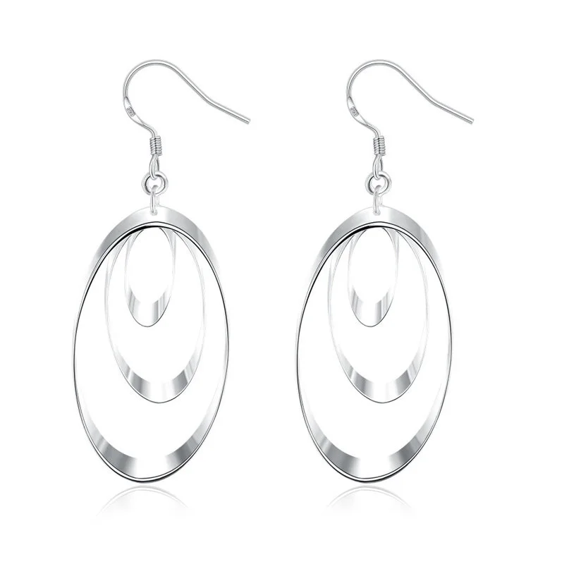 925 Sterling Silver 45MM Fine 3 Circles Oval Women Earrings For Fashion Charm Wedding Gift Jewelry Party
925 Sterling Silver 45MM Fine 3 Circles Oval Women Earrings For Fashion Charm Wedding Gift Jewelry Party