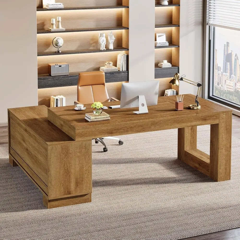 L Shaped Executive Desk with Storage Cabinets and 2-Tier Shelf, 78-Inch Simple Modern Business Furniture Large Computer Writing
L Shaped Executive Desk with Storage Cabinets and 2-Tier Shelf, 78-Inch Simple Modern Business Furniture Large Computer Writing