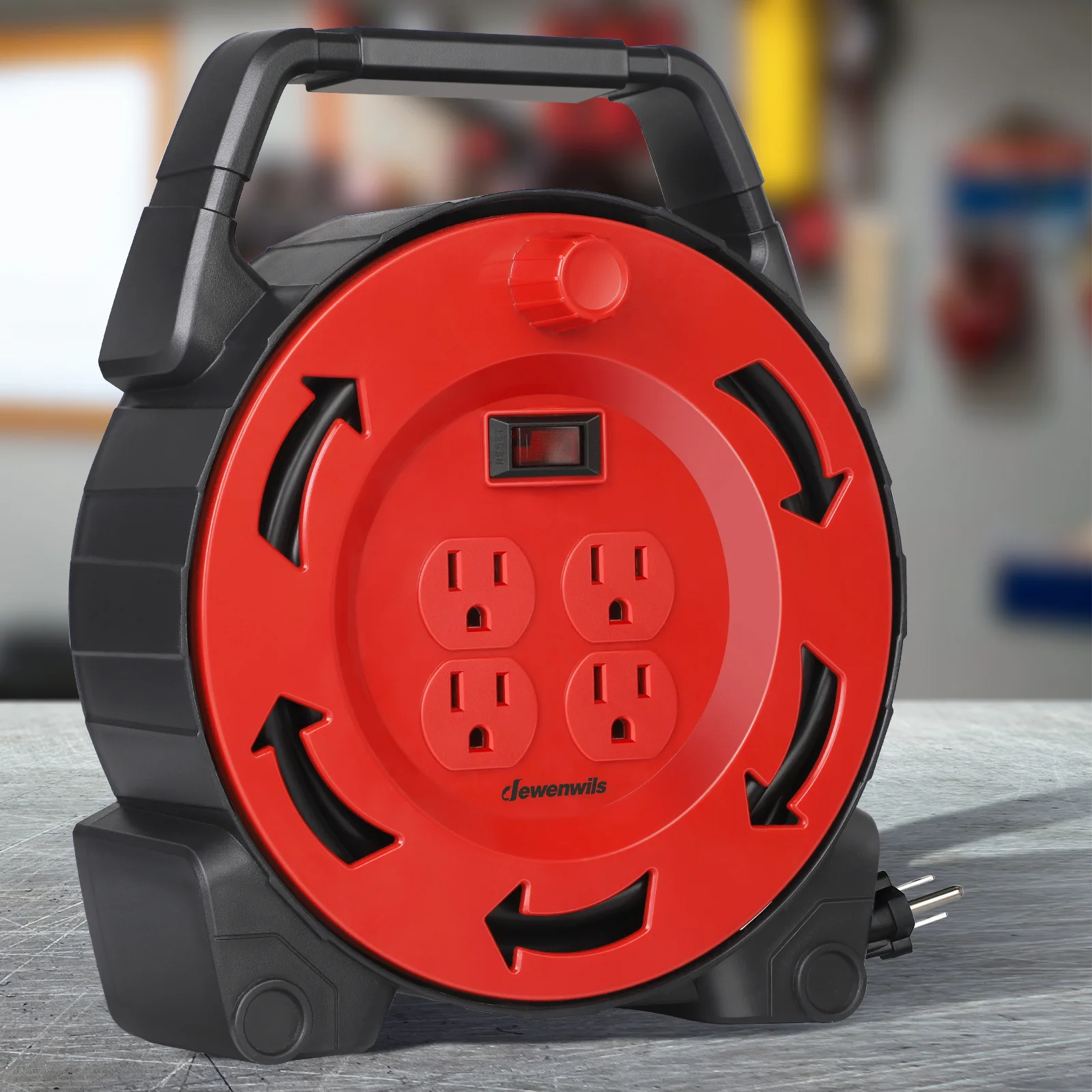 30ft 13A/125V Extension Cord Reel - 16/3C SJTW Black Cable, 4 Outlets With Circuit Breaker & Power Switch LED, Retractable Power Wheel
30ft 13A/125V Extension Cord Reel - 16/3C SJTW Black Cable, 4 Outlets With Circuit Breaker & Power Switch LED, Retractable Power Wheel