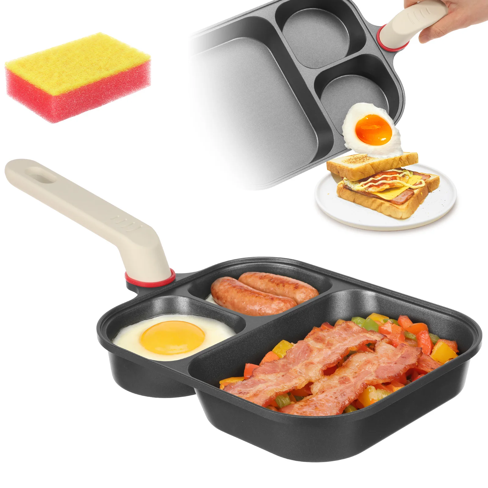 Сковорода для яиц с антипригарным покрытием, сковороды для завтрака, разделенная пластина-гриль 3 в 1, термостойкая ручка для приготовления яиц, беконов, блинов
Сковорода для яиц с антипригарным покрытием, сковороды для завтрака, разделенная пластина-гриль 3 в 1, термостойкая ручка для приготовления яиц, беконов, блинов