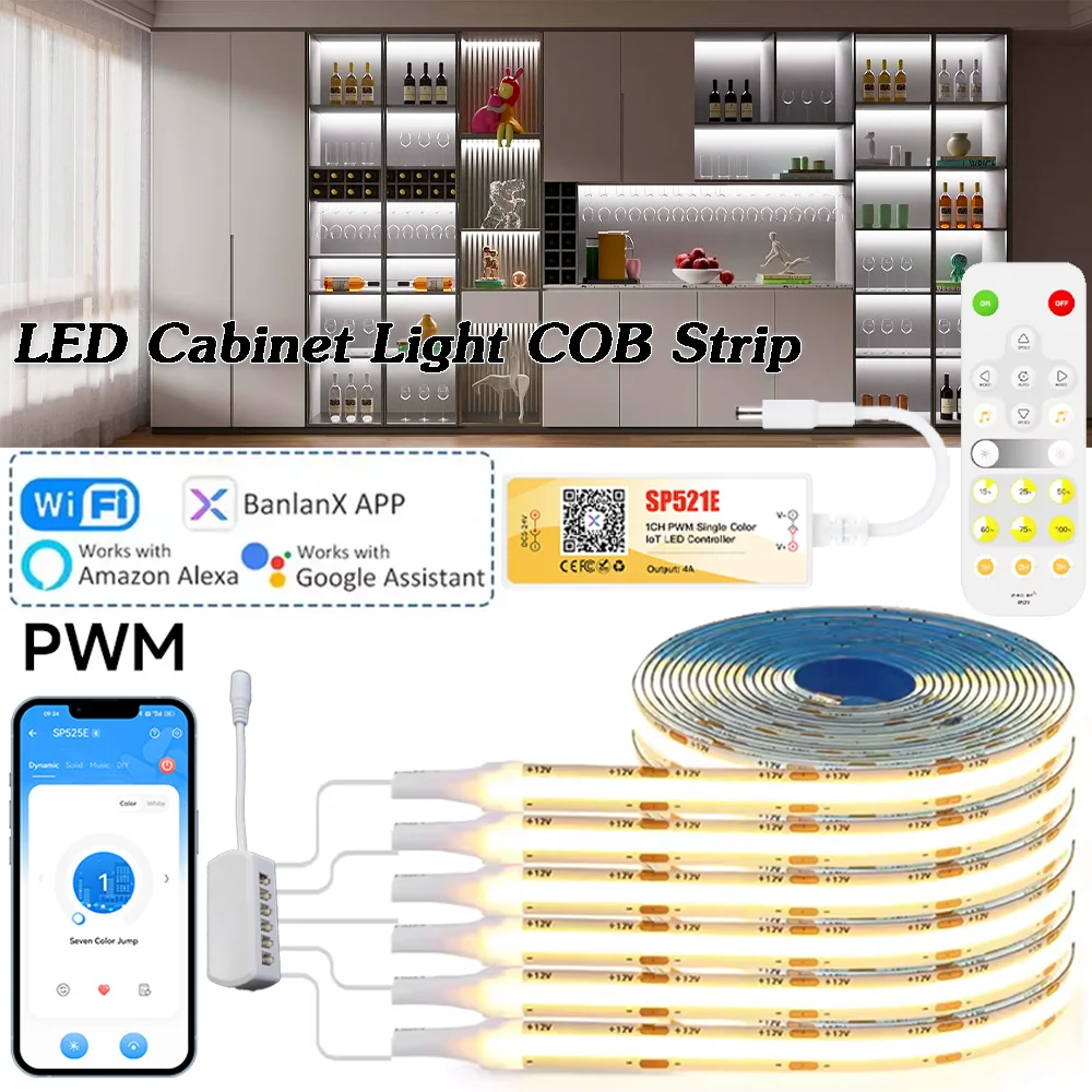 WiFi DC12V COB Светодиодная лента под шкафом 3000K 6000K Супер яркий гибкий ленточный светильник с регулируемой яркостью BanlanX APP Голосовое управление
WiFi DC12V COB Светодиодная лента под шкафом 3000K 6000K Супер яркий гибкий ленточный светильник с регулируемой яркостью BanlanX APP Голосовое управление