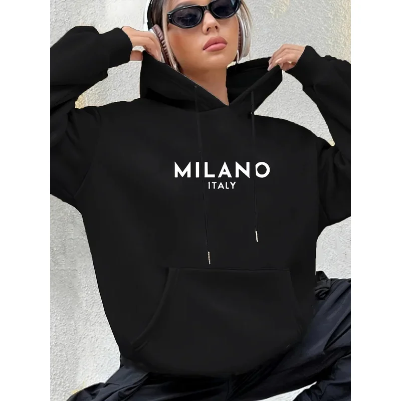Women's casual fashion hoodie sweatshirt MILANO ITALY print round neck long sleeved autumn and winter warm regular version
Women's casual fashion hoodie sweatshirt MILANO ITALY print round neck long sleeved autumn and winter warm regular version