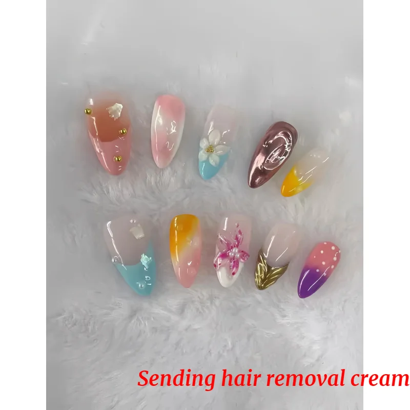 10Pcs Manicure Handmade Art Acyrlic Press on Nails Medium Almond Pattern ABS Nails Cute 3D Flower Style Design Nail with Set
10Pcs Manicure Handmade Art Acyrlic Press on Nails Medium Almond Pattern ABS Nails Cute 3D Flower Style Design Nail with Set