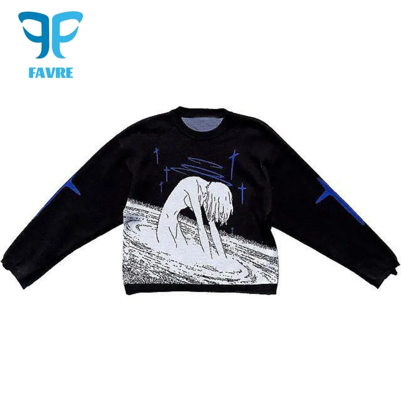FAVRE Anime Sweater Couple Hip-hop Y2K Harajuku Streetwear O-Neck Knitted Women's Pullover Fashion Oversize Men Sweaters
FAVRE Anime Sweater Couple Hip-hop Y2K Harajuku Streetwear O-Neck Knitted Women's Pullover Fashion Oversize Men Sweaters