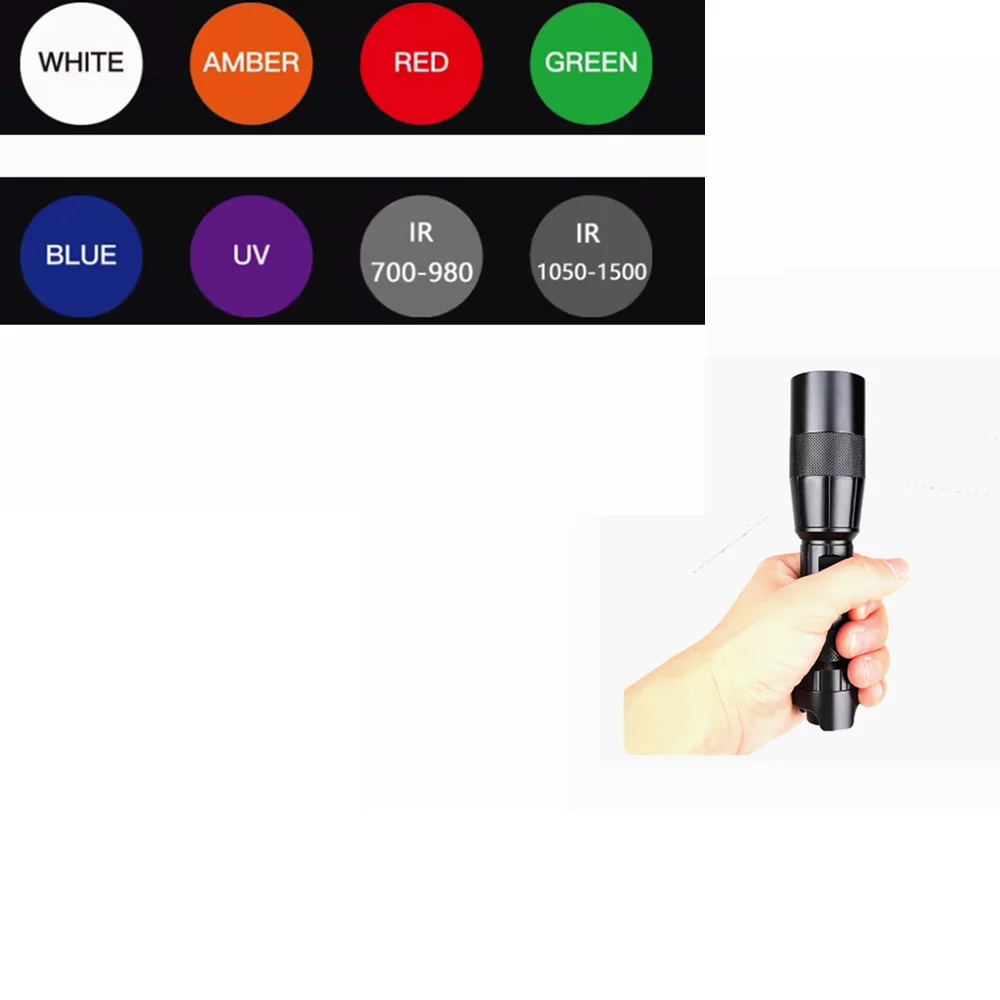 Infinite Dimming 365nm 375nm 385nm 395nm 405nm 410nm 425nm band UV Purple LED Flashlight
Infinite Dimming 365nm 375nm 385nm 395nm 405nm 410nm 425nm band UV Purple LED Flashlight