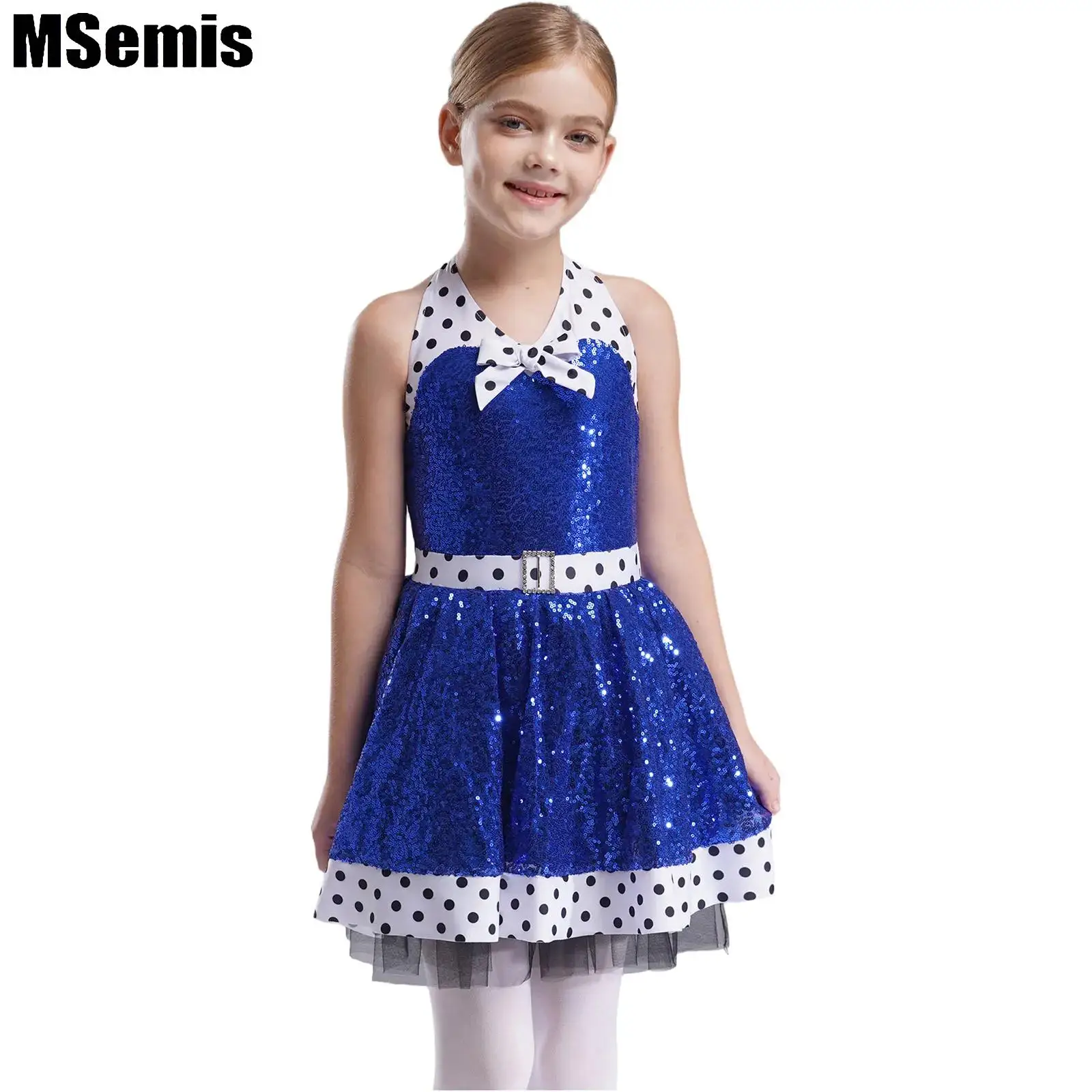 Kids Girls Glittery Sequins Dance Dress V-neck Sleeveless Backless Dots Patchwork Dress Stage Performance Costume
Kids Girls Glittery Sequins Dance Dress V-neck Sleeveless Backless Dots Patchwork Dress Stage Performance Costume