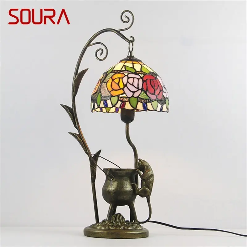 SOURA Tiffany Glass Table Light LED Creative Resin Bedside Desk Lamp Flower Shape Lampshade For Home Living Room Bedroom
SOURA Tiffany Glass Table Light LED Creative Resin Bedside Desk Lamp Flower Shape Lampshade For Home Living Room Bedroom