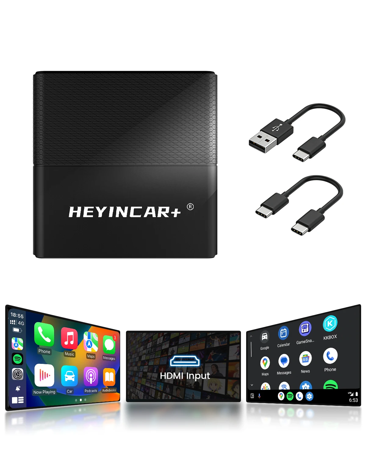 HEYINCAR 2 in 1 Wireless CarPlay Android Auto Adapter with HDMI Input for TV Sticks and Game for Cars with Factory Wired CarPlay
HEYINCAR 2 in 1 Wireless CarPlay Android Auto Adapter with HDMI Input for TV Sticks and Game for Cars with Factory Wired CarPlay