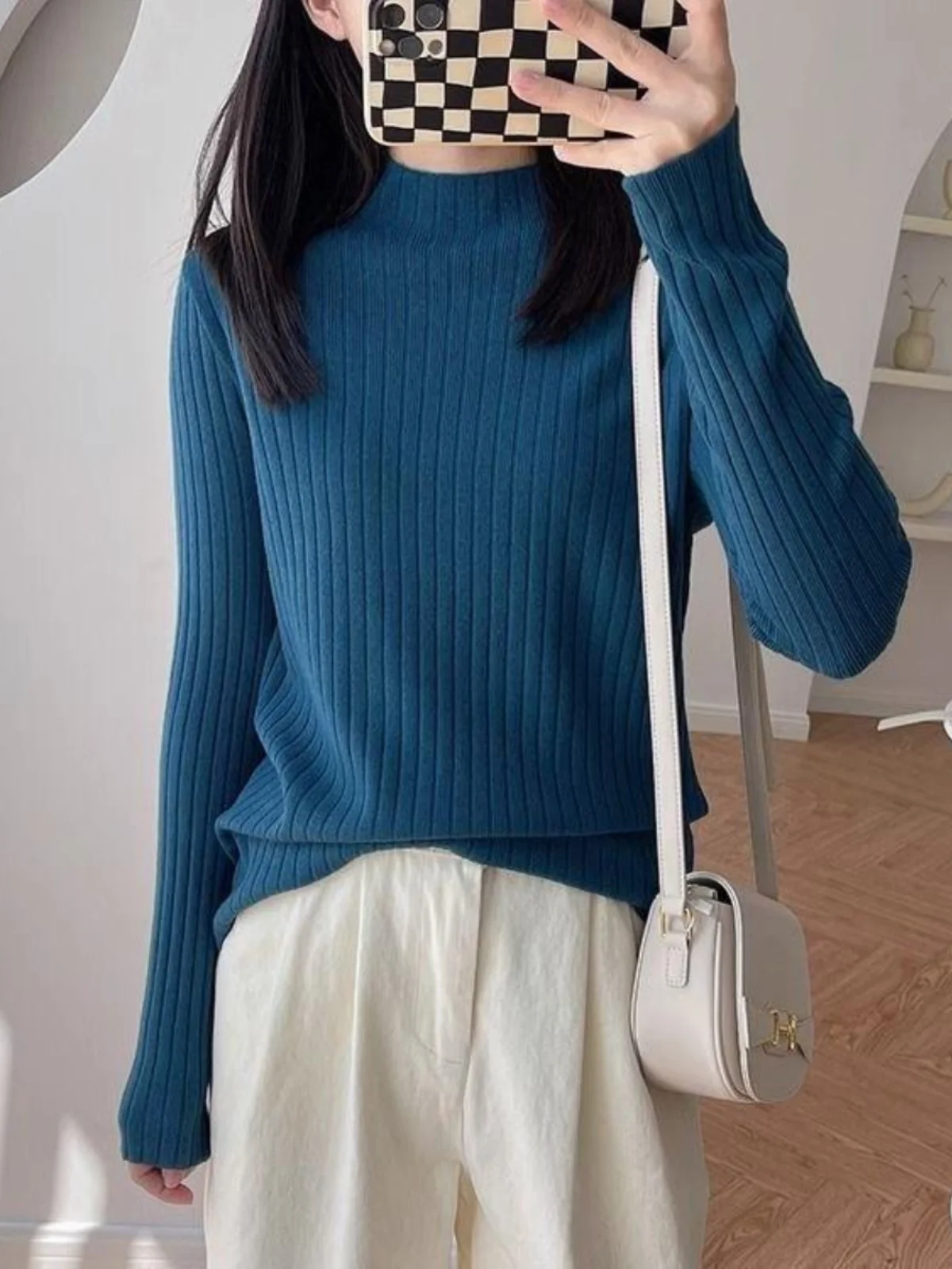 Slim Fit Korean Style Knitted Sweater Half High Collar Pullover Short Ladies Base Layer Shirt Autumn Winter New Arrival
Slim Fit Korean Style Knitted Sweater Half High Collar Pullover Short Ladies Base Layer Shirt Autumn Winter New Arrival