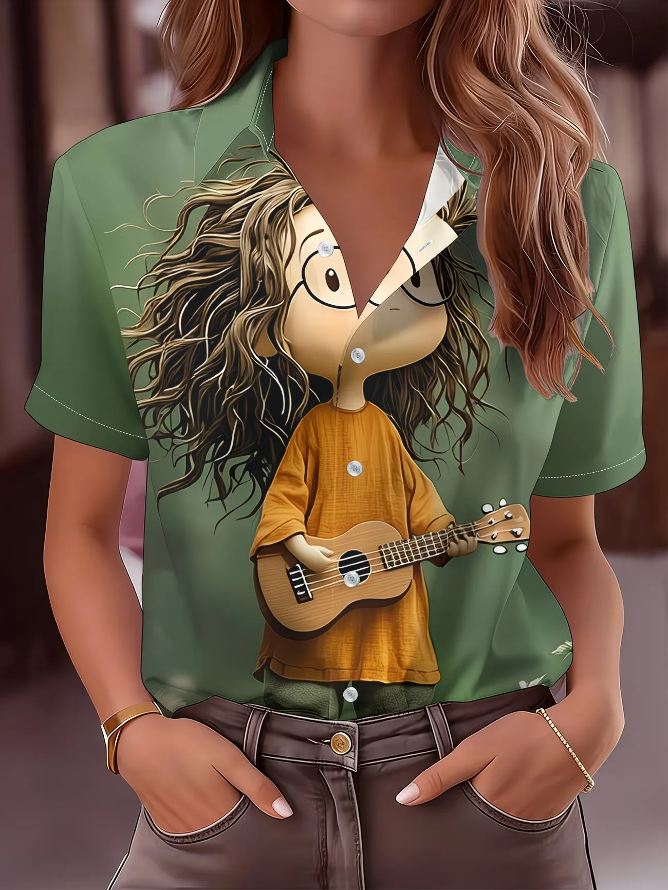 Summer women's short sleeved 3D printed shirt, 3D cute and fun character printed shirt
Summer women's short sleeved 3D printed shirt, 3D cute and fun character printed shirt