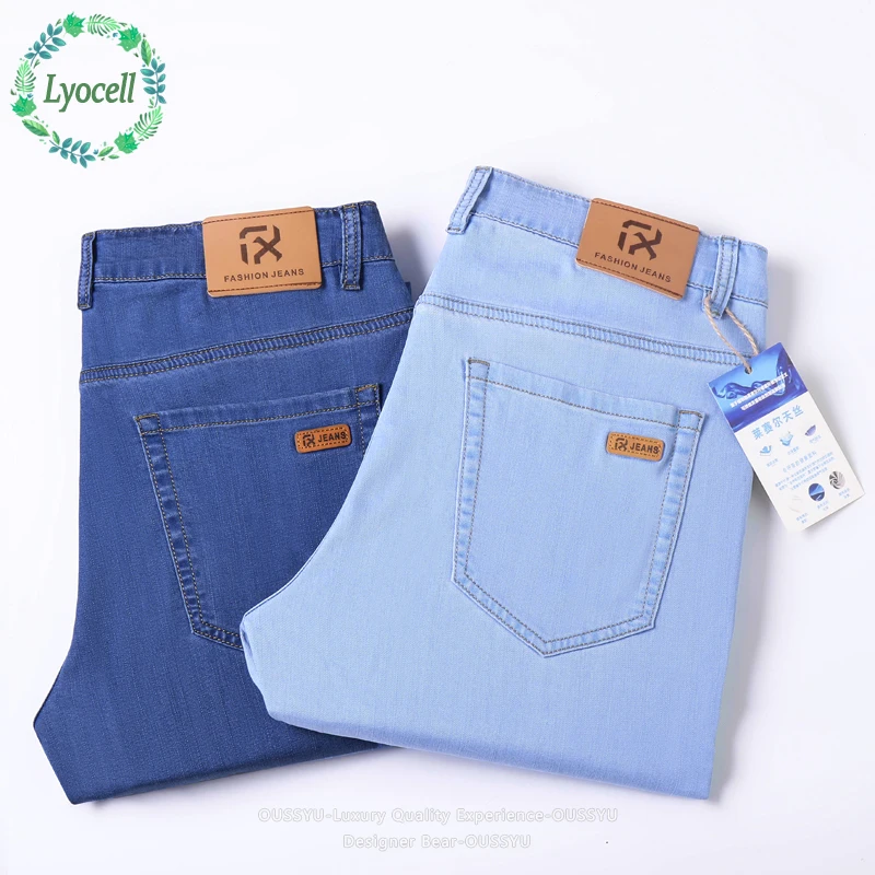 Summer Thin Light Blue Men's Jeans Lyocell Fabric Business Straight Pants Man Stretch Work Casual Trousers Male Plus Size 40
Summer Thin Light Blue Men's Jeans Lyocell Fabric Business Straight Pants Man Stretch Work Casual Trousers Male Plus Size 40
