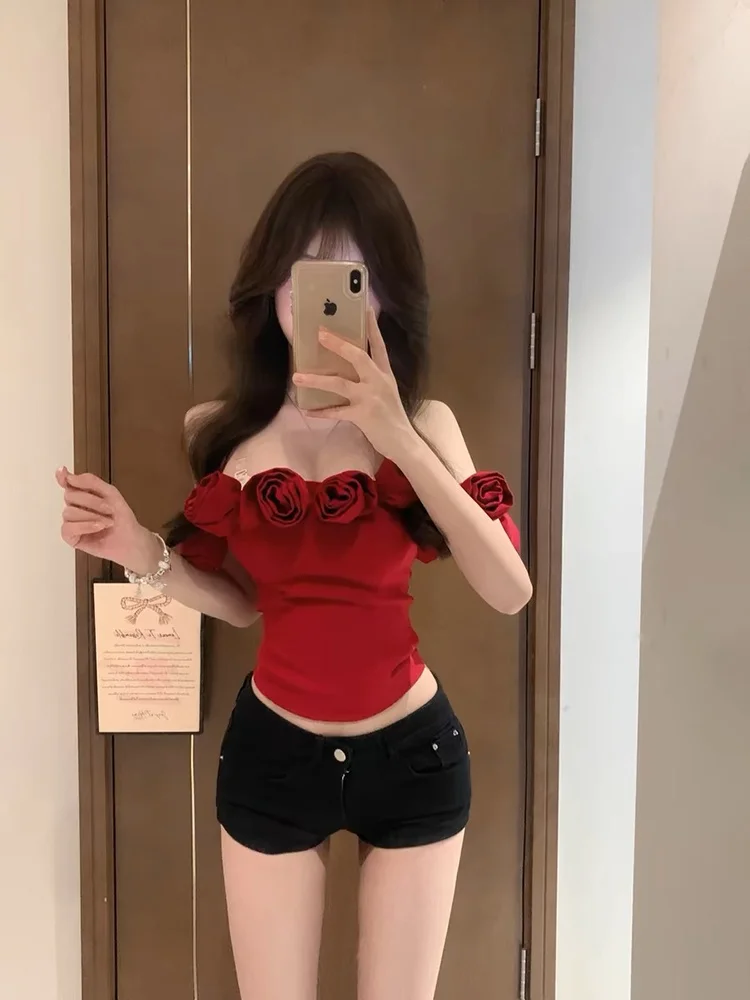 Sexy Rose One-Shoulder T-Shirt Women's Summer Slim Fit Top Korean Style Commute Fashion Large Size Female Inner Wear Short Sl...
Sexy Rose One-Shoulder T-Shirt Women's Summer Slim Fit Top Korean Style Commute Fashion Large Size Female Inner Wear Short Sl...