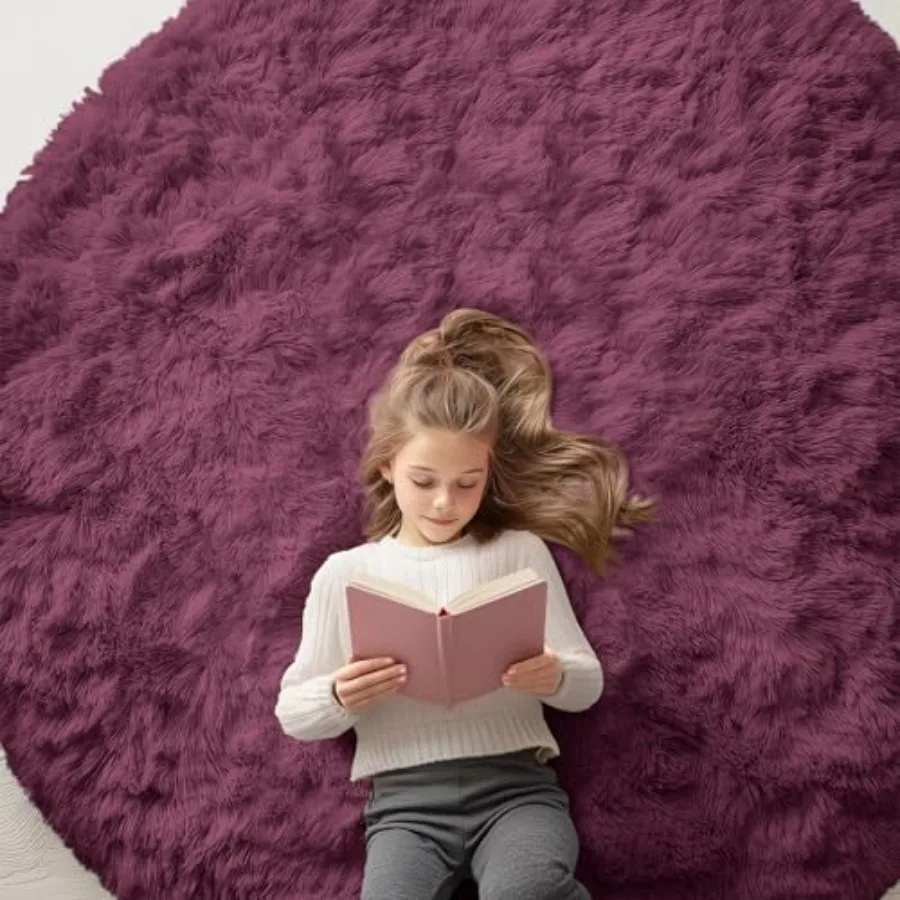 Burgundy Round Rugs for Bedroom - Machine Washable 6 ft Circle Area Rugs for Living Room Soft and Fluffy Shaggy Carpet for Teen
Burgundy Round Rugs for Bedroom - Machine Washable 6 ft Circle Area Rugs for Living Room Soft and Fluffy Shaggy Carpet for Teen