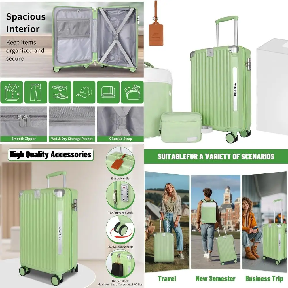 Vintage Style 20 Carry-On Luggage Set with Backpack, ABS+PC Hardshell, Avocado Green
Vintage Style 20 Carry-On Luggage Set with Backpack, ABS+PC Hardshell, Avocado Green