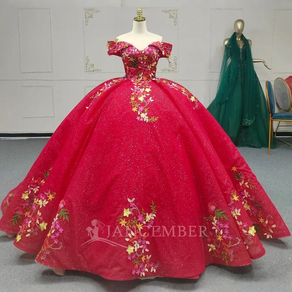 Custom Made Mexico Red Shinny Quinceanera Dresses Short Sleeve Princess 16 Year Old Girl Party Prom Wear vestidos de 15 años
Custom Made Mexico Red Shinny Quinceanera Dresses Short Sleeve Princess 16 Year Old Girl Party Prom Wear vestidos de 15 años
