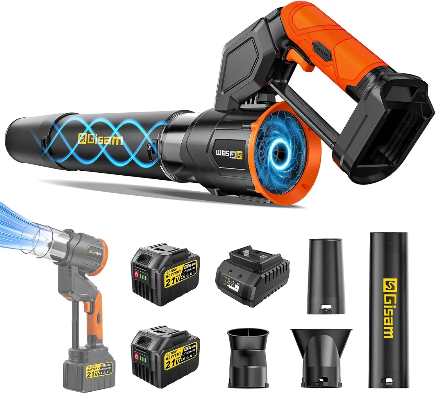 Cordless Leaf Blower with 850CFM, 250+MPH, 3000W Brushless Motor, 2 Batteries, Handheld Design for Lawn and Car Cleaning
Cordless Leaf Blower with 850CFM, 250+MPH, 3000W Brushless Motor, 2 Batteries, Handheld Design for Lawn and Car Cleaning