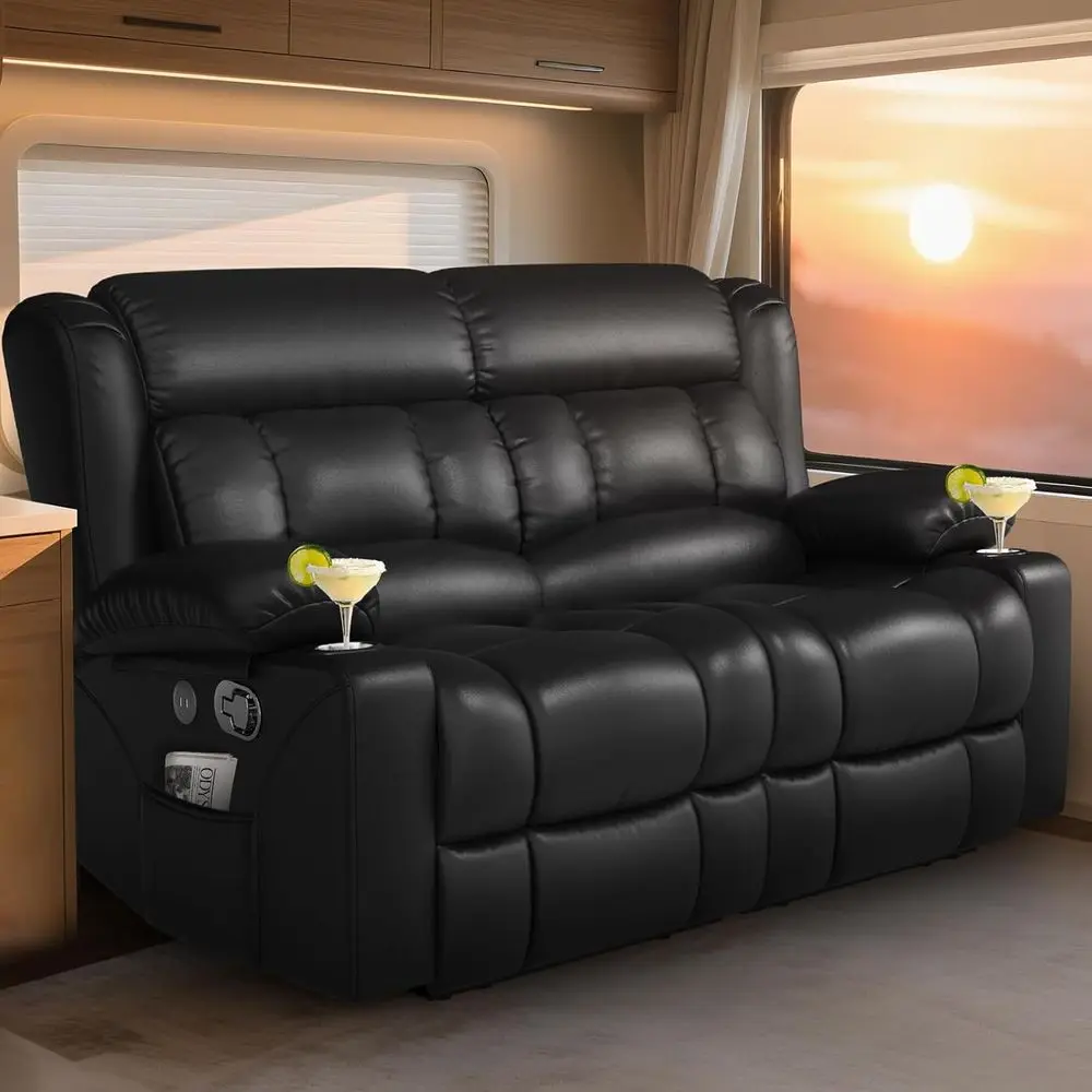 Home Theater Reclining Loveseat with USB, Cup Holders, and Storage, Ideal for RV or Gaming Sofas, Black
Home Theater Reclining Loveseat with USB, Cup Holders, and Storage, Ideal for RV or Gaming Sofas, Black