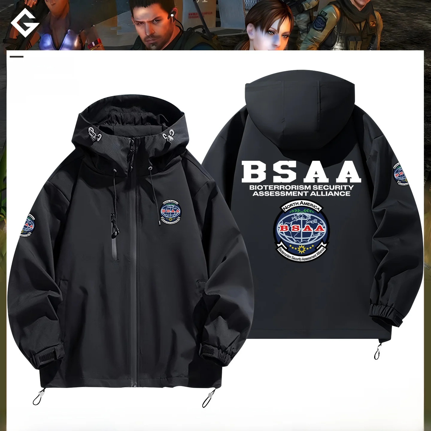 Biohazard Resistance Game BSAA Organization Men's Cosplay Jaet Hooded Coat Autumn Winter Bla Windbreaker Casual Sle
Biohazard Resistance Game BSAA Organization Men's Cosplay Jaet Hooded Coat Autumn Winter Bla Windbreaker Casual Sle