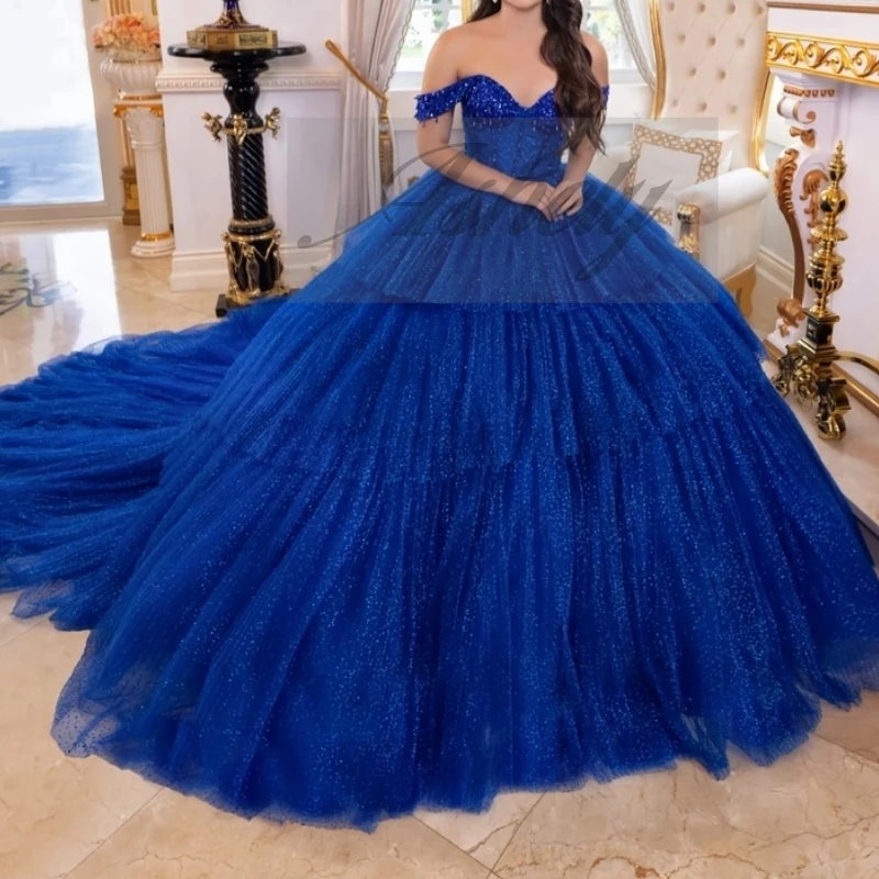 Customized Shinny Royal Bllue Prom Dresses Birthday Party Gown Crystal Tiered Ballgown Occasion vestidos de 15 años quinceañera
Customized Shinny Royal Bllue Prom Dresses Birthday Party Gown Crystal Tiered Ballgown Occasion vestidos de 15 años quinceañera