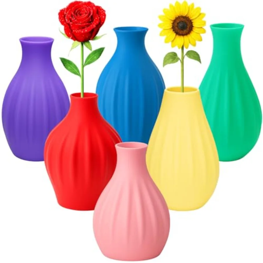 Small Unbreakable Plastic Bud Vases - Set of 6 Colorful Mini Flower Vases 3.2"-3.9" - Weighted and Leak-Proof for Table Centerp
Small Unbreakable Plastic Bud Vases - Set of 6 Colorful Mini Flower Vases 3.2"-3.9" - Weighted and Leak-Proof for Table Centerp