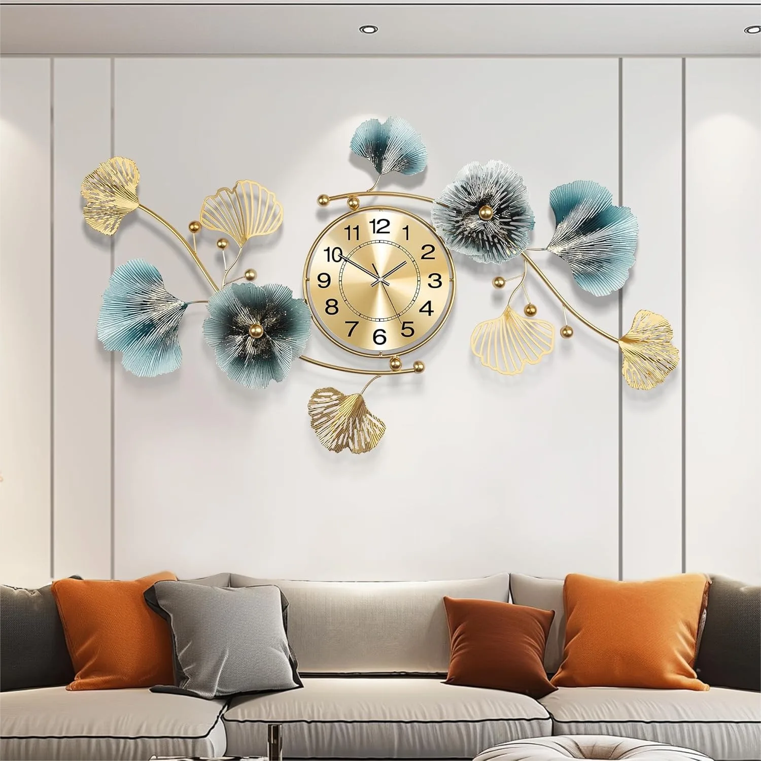 3D Metal Ginkgo Leaf Wall Clock for Living Room Decor with Silent Movement, 33x18 Inches
3D Metal Ginkgo Leaf Wall Clock for Living Room Decor with Silent Movement, 33x18 Inches