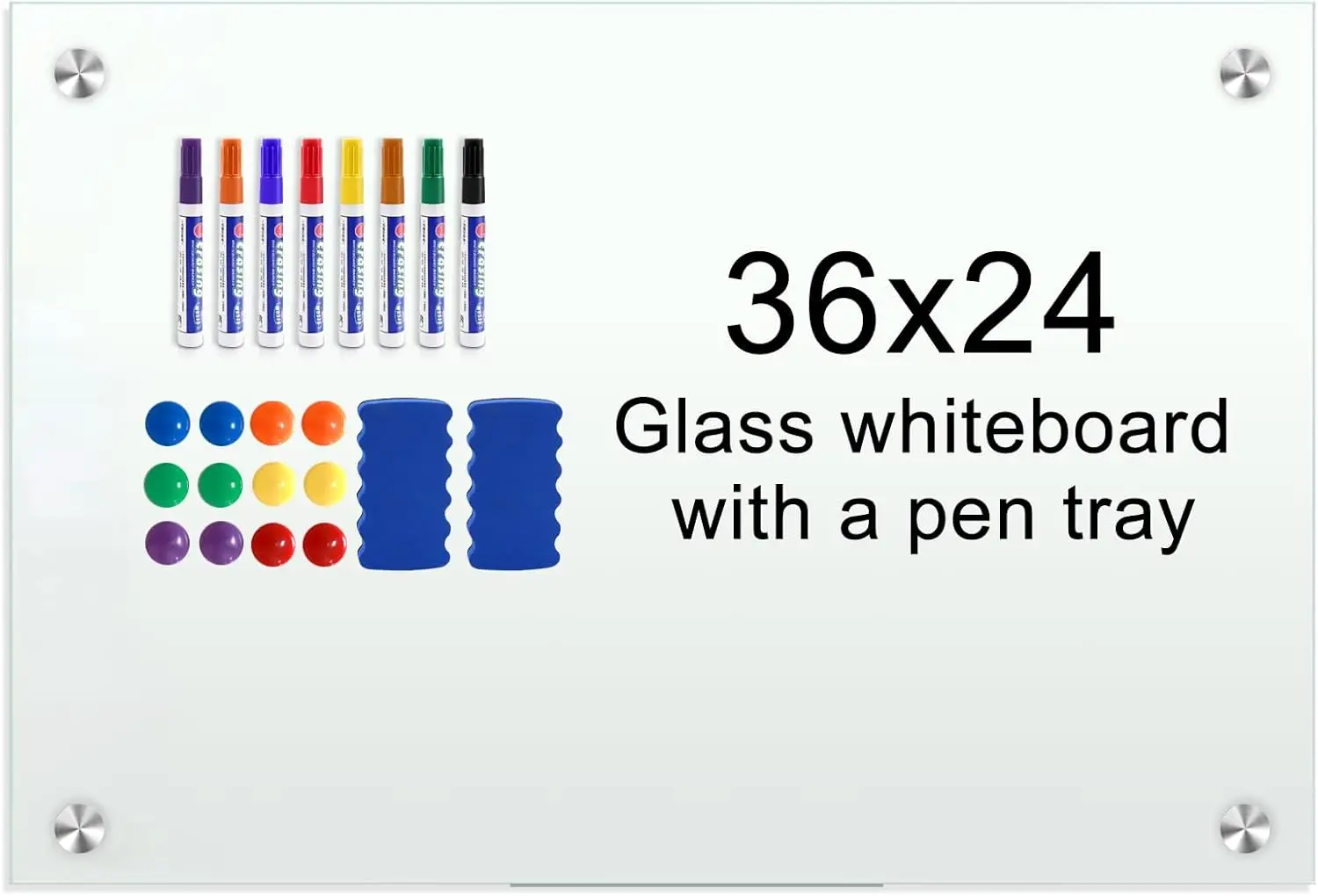 36x24 Inch Magnetic Glass Whiteboard for Wall with Magnets, Markers, Erasers
36x24 Inch Magnetic Glass Whiteboard for Wall with Magnets, Markers, Erasers