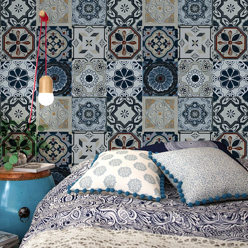 Boho style Imitation Tiles Wallpaper Living Room Bedroom Restaurant Bar Background Wallpaper Boho ethnic style Southeast Asian
Boho style Imitation Tiles Wallpaper Living Room Bedroom Restaurant Bar Background Wallpaper Boho ethnic style Southeast Asian