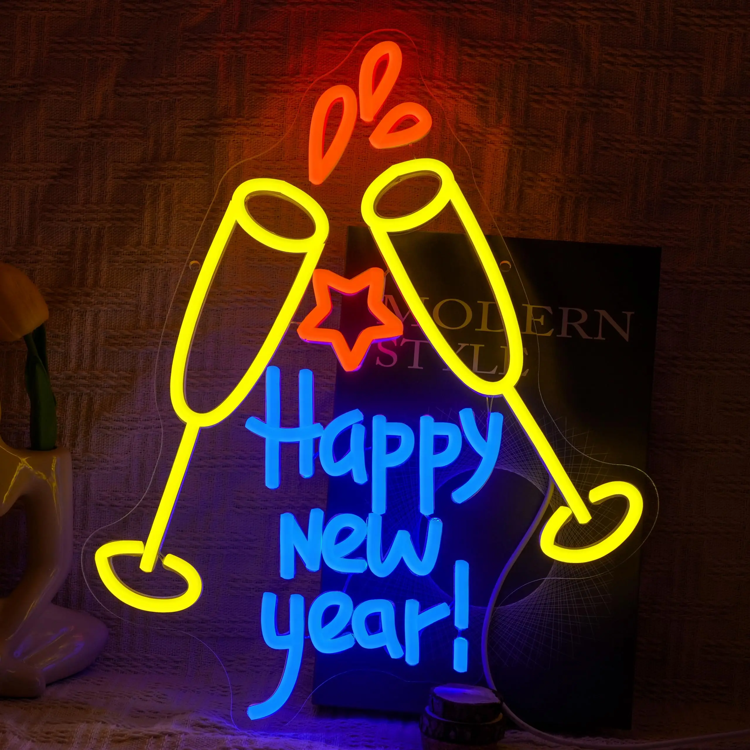 Happy New Year Neon Sign for Wall Decor Dimmable Champagne Cheers Neon Light Sign for New Year Party Christmas Holiday Bar Home
Happy New Year Neon Sign for Wall Decor Dimmable Champagne Cheers Neon Light Sign for New Year Party Christmas Holiday Bar Home