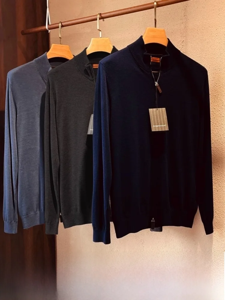 Luxury Mixed Wool Knitted Cardigan with Zipper Collar for Men Trendy Long Sve Color Autumn Faion Youthful Sle
Luxury Mixed Wool Knitted Cardigan with Zipper Collar for Men Trendy Long Sve Color Autumn Faion Youthful Sle