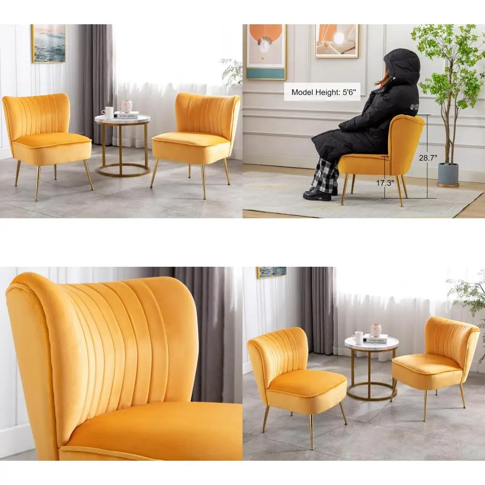 Modern Armless Slipper Wingback Sofa Chairs Set of 2, Comfy Corner Chairs with Golden Legs
Modern Armless Slipper Wingback Sofa Chairs Set of 2, Comfy Corner Chairs with Golden Legs