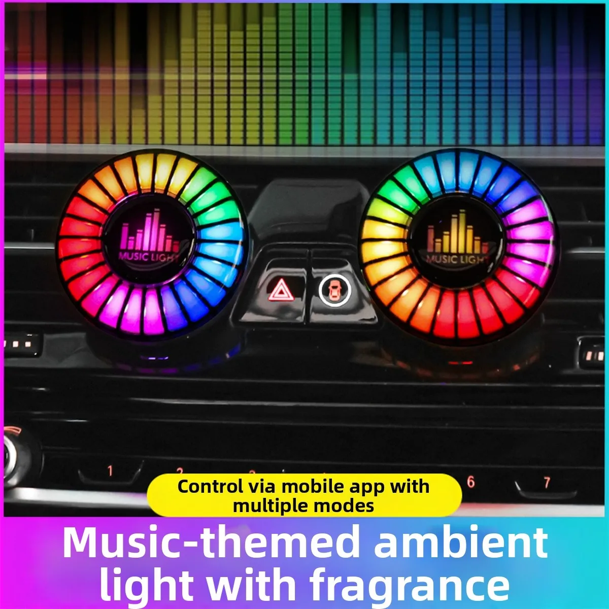 Music Rhythm LED Car Vent RGB Light Music Match App Controlled Modes 360 Aroma Diffusion Auto On Off 360 Degree Aroma Diffusion
Music Rhythm LED Car Vent RGB Light Music Match App Controlled Modes 360 Aroma Diffusion Auto On Off 360 Degree Aroma Diffusion