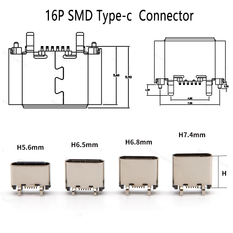 2pcs USB TYPE-C16P Female Socket 180 Degree Vertical USB C Type c 4 Legs SMD DIP Charging Port Connector 5.5mm 6.4mm 6.5mm 7.4mm
2pcs USB TYPE-C16P Female Socket 180 Degree Vertical USB C Type c 4 Legs SMD DIP Charging Port Connector 5.5mm 6.4mm 6.5mm 7.4mm