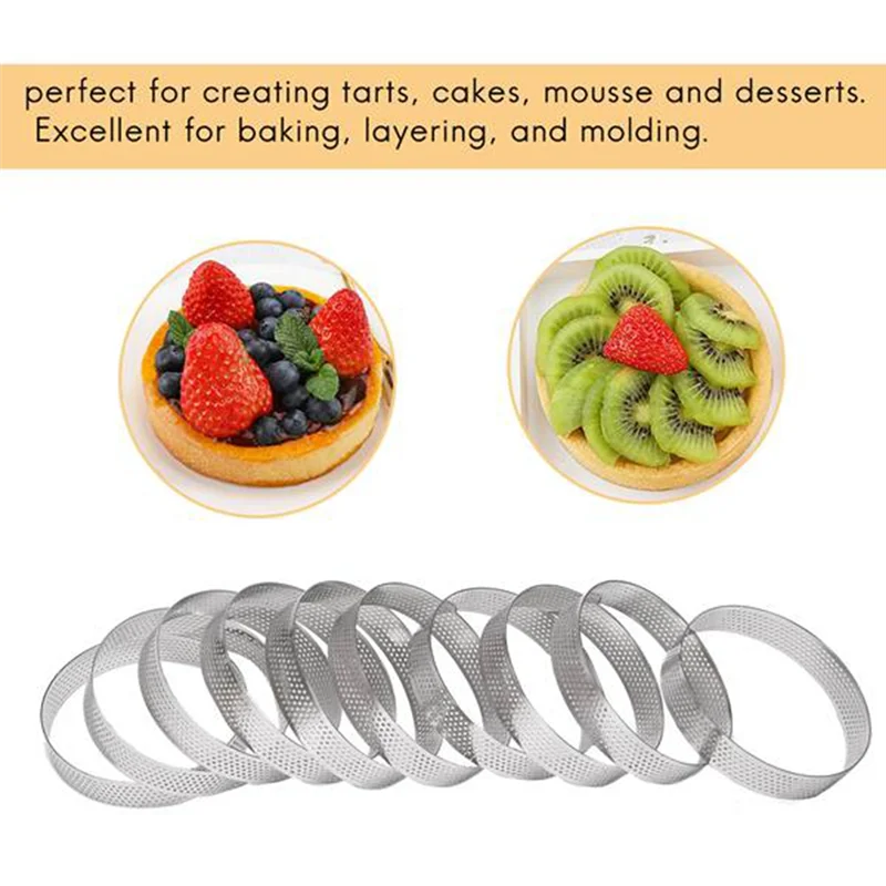ABRE-40-Piece Set Circular Stainless Steel Baking Rings For Tarts, Quiches, And Mousse, Punctured Design, 10Cm Diameter
ABRE-40-Piece Set Circular Stainless Steel Baking Rings For Tarts, Quiches, And Mousse, Punctured Design, 10Cm Diameter