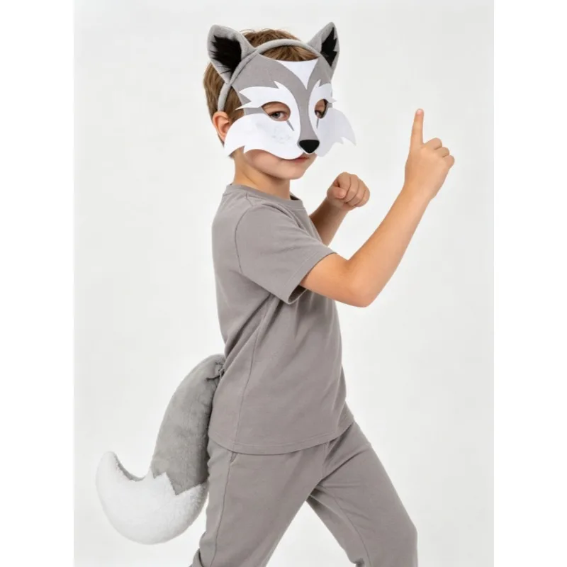 Kids Wolf Set Mask Headband Tail 3Pcs Cotton Animal Kit Children Stage Show Halloween Party Cool Style Wear Dress Up Accessories
Kids Wolf Set Mask Headband Tail 3Pcs Cotton Animal Kit Children Stage Show Halloween Party Cool Style Wear Dress Up Accessories