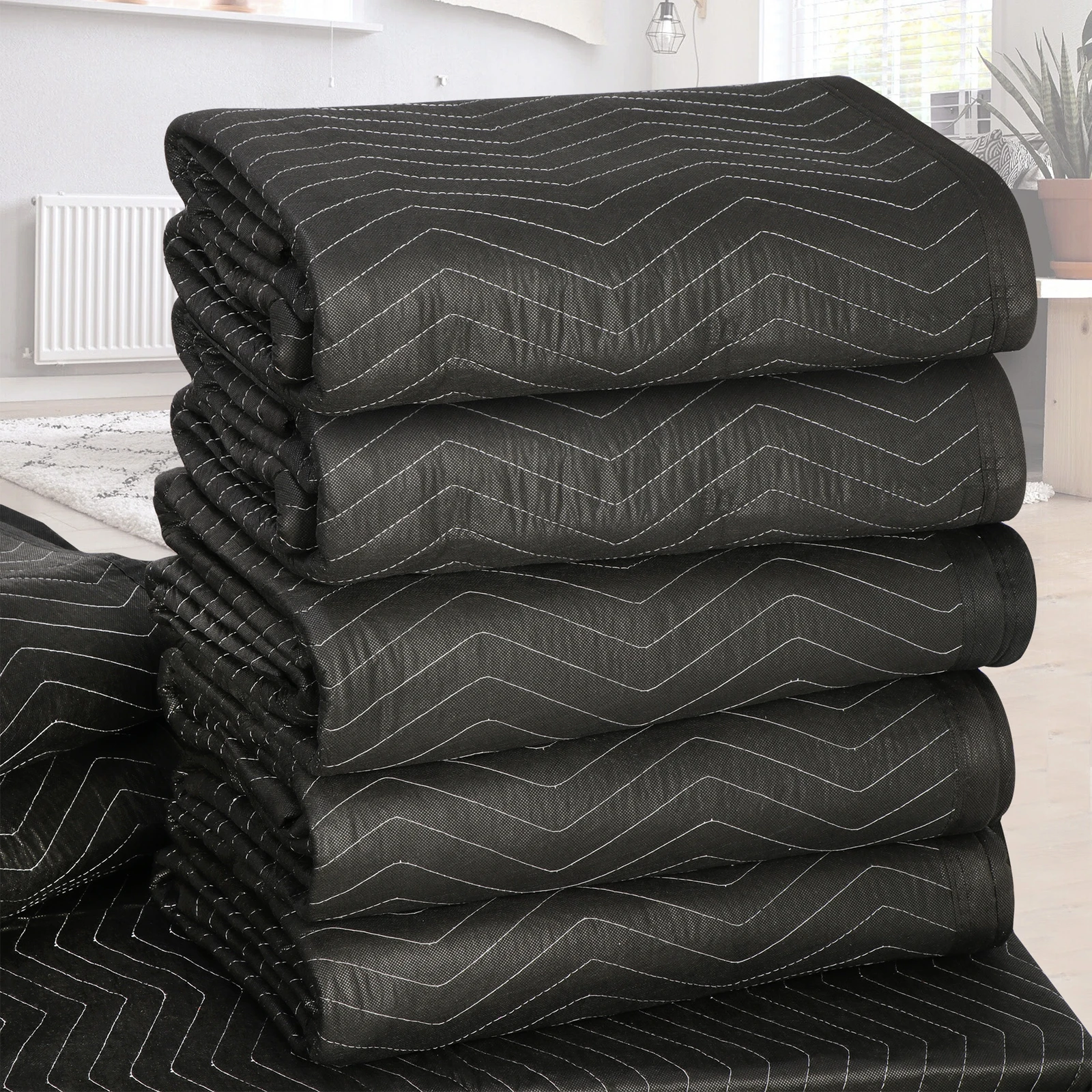 6 Pack Moving Blankets 80" x 72" Pro Economy Black Shipping Furniture Pads
6 Pack Moving Blankets 80" x 72" Pro Economy Black Shipping Furniture Pads