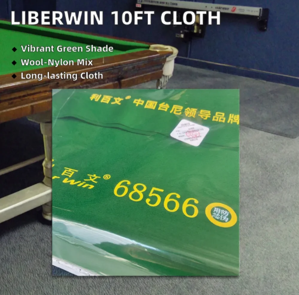 Сукно LiberWin 68566-10FT из смеси шерсти и нейлона, зеленое, для 10-футового снукерного стола
Сукно LiberWin 68566-10FT из смеси шерсти и нейлона, зеленое, для 10-футового снукерного стола