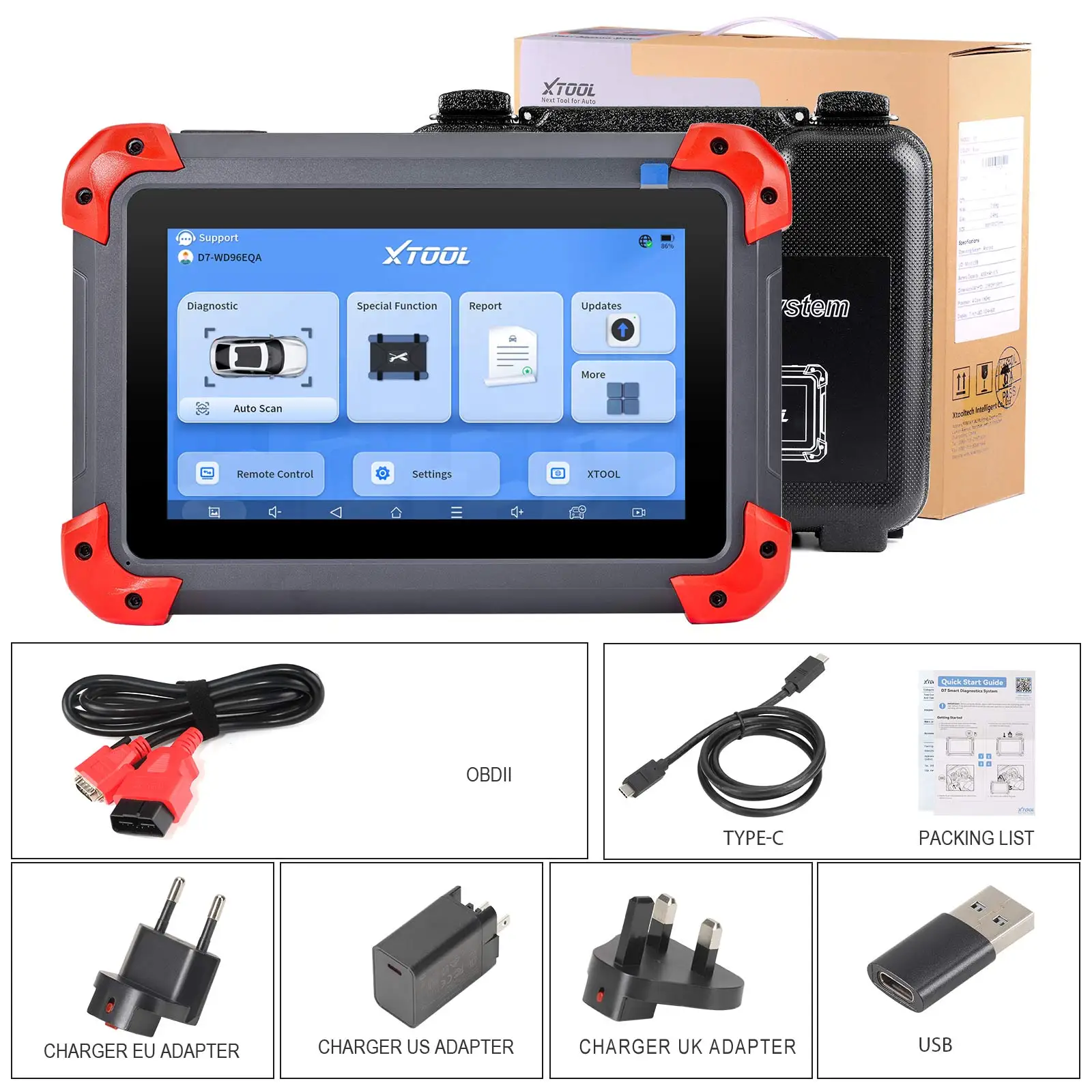 XTOOL D7 Auto Diagnostic Tool Bi-Directional Support OE-Level Full Diagnosis with 36+ Services IMMO/Key Programming ABS Bleeding
XTOOL D7 Auto Diagnostic Tool Bi-Directional Support OE-Level Full Diagnosis with 36+ Services IMMO/Key Programming ABS Bleeding