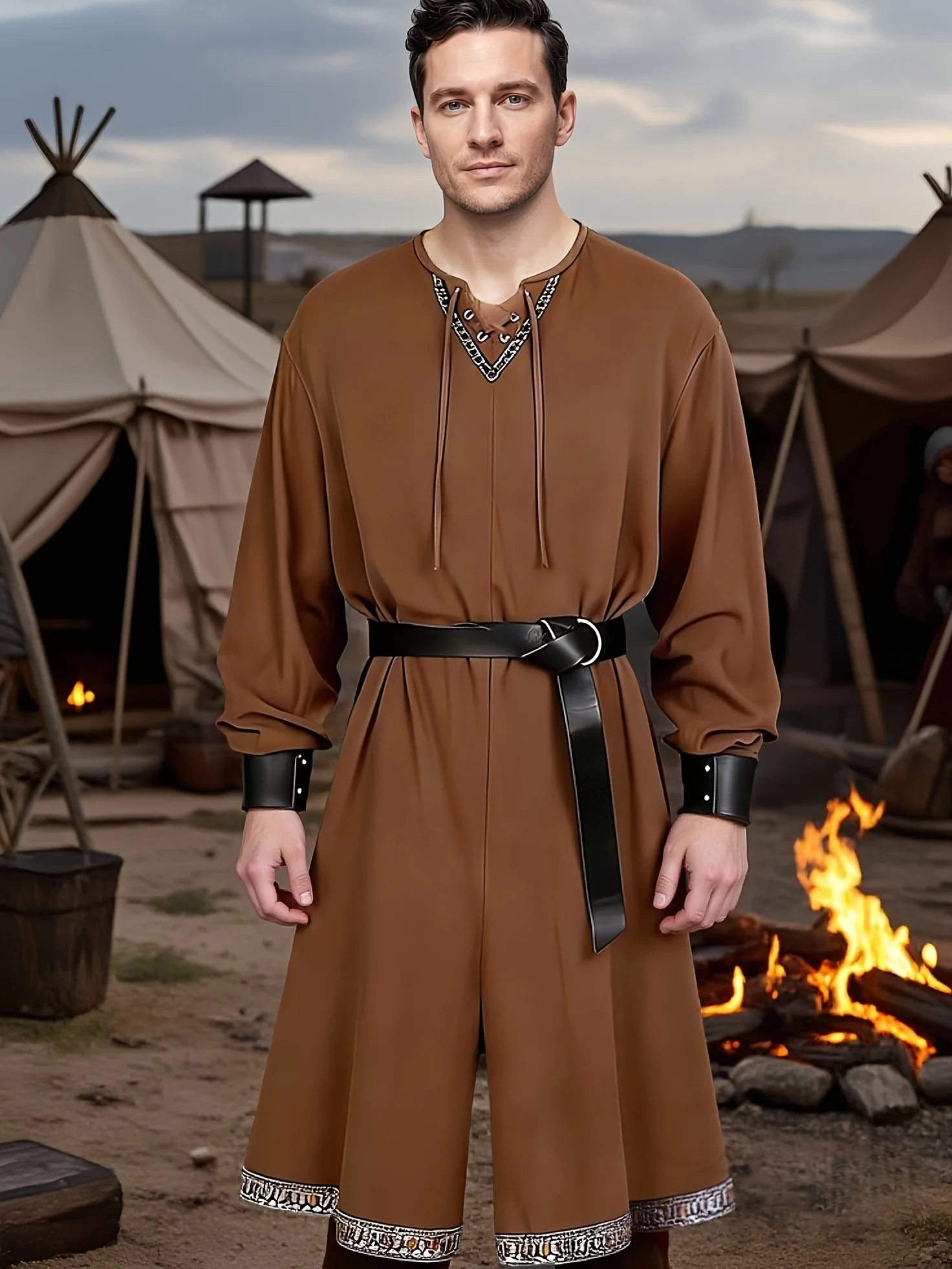2026Men's Vintage Long Waist-cinched Robe of the Viking Age, Medieval Nomadic Performance Costume
2026Men's Vintage Long Waist-cinched Robe of the Viking Age, Medieval Nomadic Performance Costume