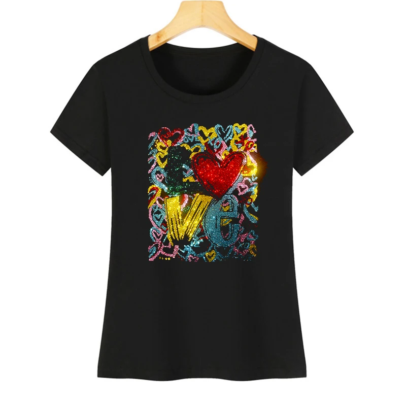2025 Women's Summer Short - sleeve Round - neck Casual T - shirt with Shiny Rhinestone Love
2025 Women's Summer Short - sleeve Round - neck Casual T - shirt with Shiny Rhinestone Love