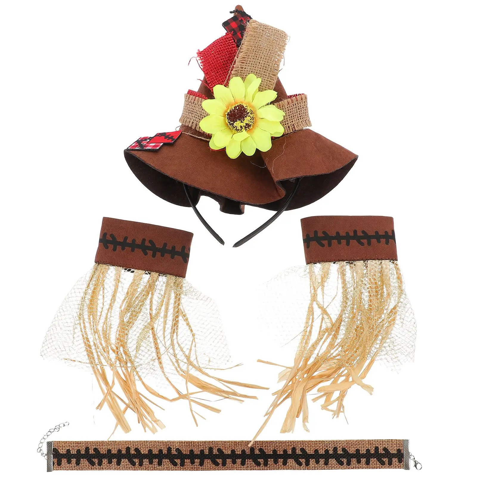 4 Pcs in 1 Set Halloween Costume Accessories Straw Hat Wristband Necklace Decoration Cosplay Adornment for Adults Carnival
4 Pcs in 1 Set Halloween Costume Accessories Straw Hat Wristband Necklace Decoration Cosplay Adornment for Adults Carnival