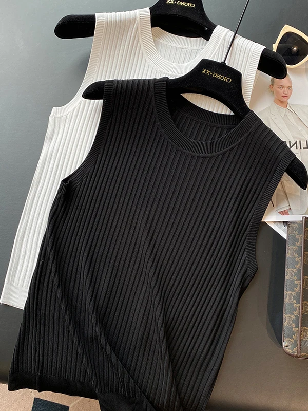High-End Knitted Sleeveless Vest Top for Women Design Sensation Inner Wear Trendy Fashionable round Neck Slim Fit Summer Thin
High-End Knitted Sleeveless Vest Top for Women Design Sensation Inner Wear Trendy Fashionable round Neck Slim Fit Summer Thin