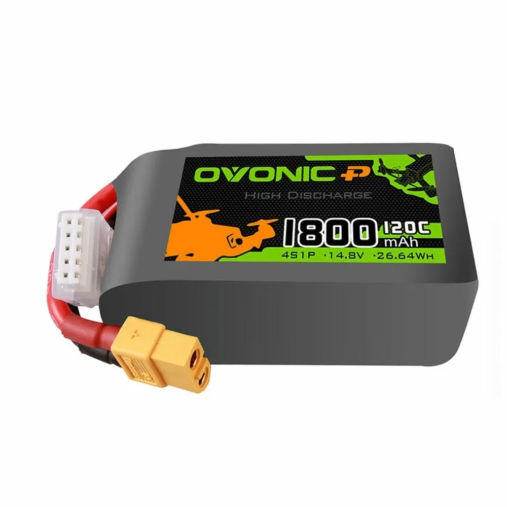 Ovonic 14.8V 1800mAh 120C 4S LiPo Battery XT60 Plug for 5 Inch Freestyle RC FPV Racing Drone
Ovonic 14.8V 1800mAh 120C 4S LiPo Battery XT60 Plug for 5 Inch Freestyle RC FPV Racing Drone